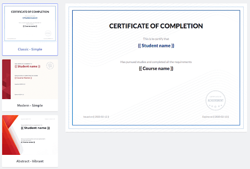 Certfication of Completion