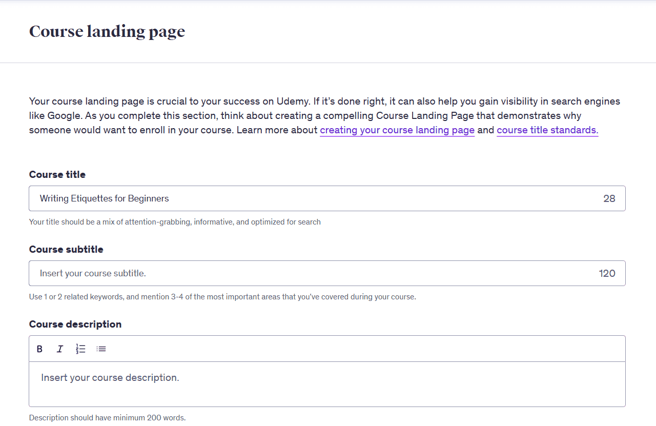 Course Landing Page