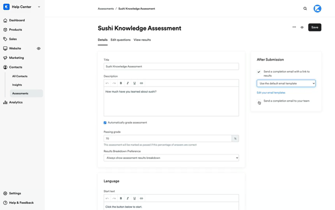Assessment creation