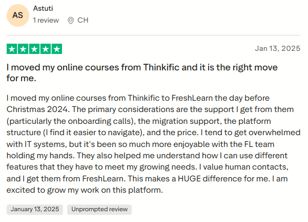 Thinkific User review
