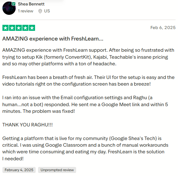 Reviews of Thinkific User