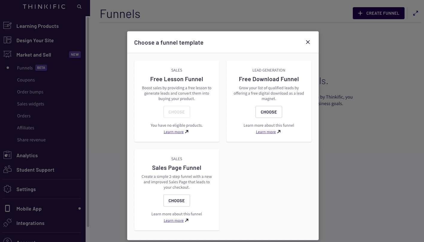 Create Sales funnel