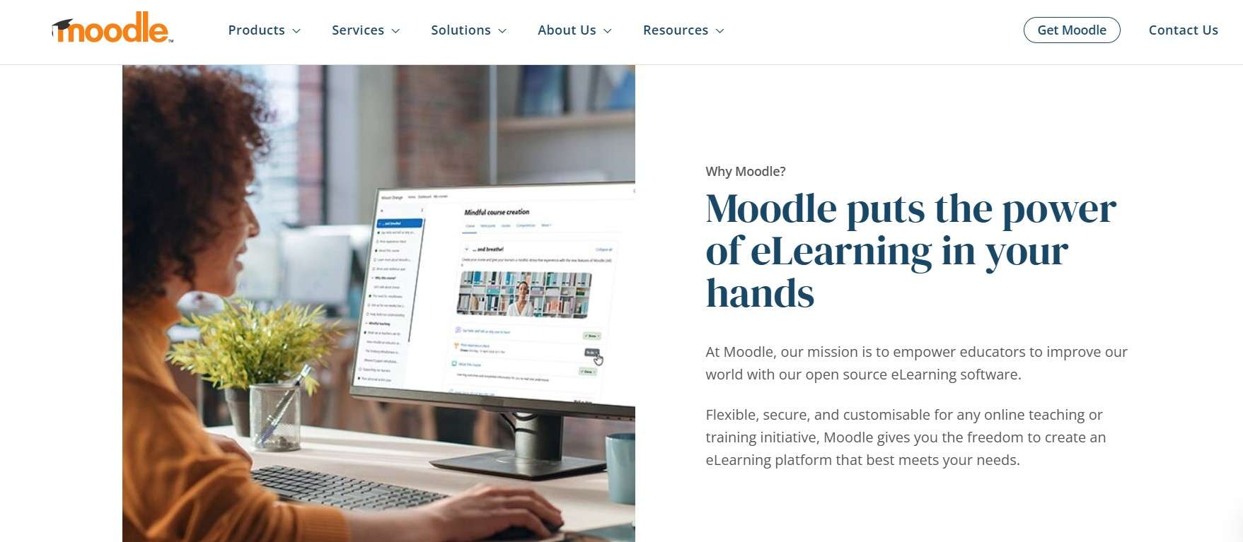 Moodle website home page