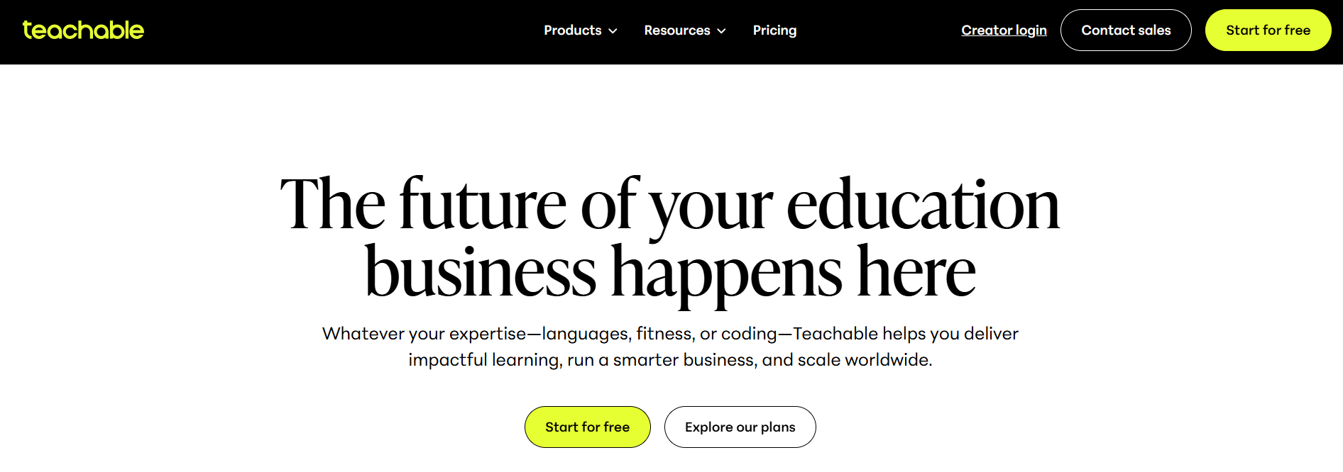 Teachable curriculum editor showing course sections and lessons
