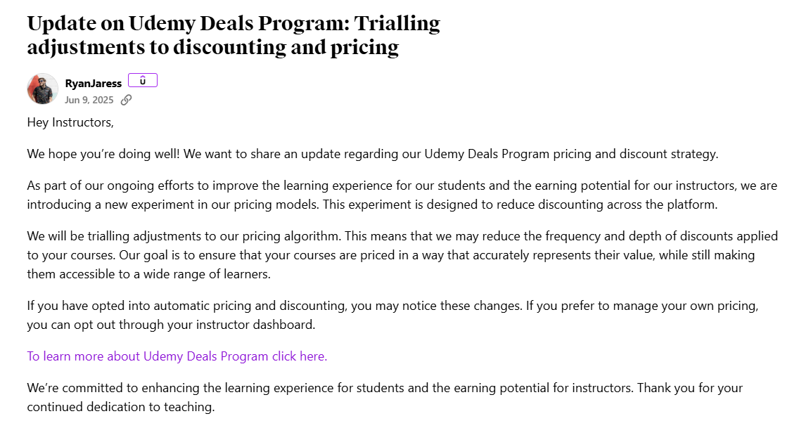 Udemy Deals Programme